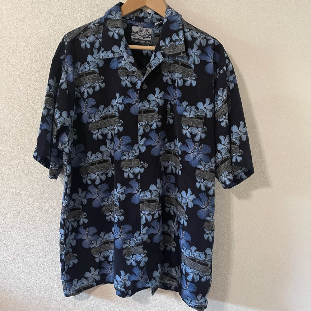 Pineapple Connection Navy Aloha Button Shirt-L